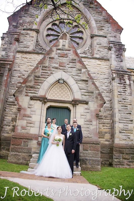 Bridal party on the church steps at St Thomas' NOrth Sydney - wedding photography sydney